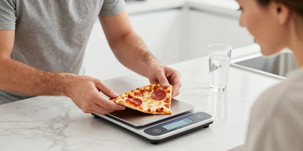 combien pèse une part de pizza